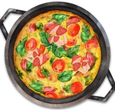 Egg Frittata With Tomato, Onion,  Mushroom, & Spinach