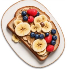 Whole Grain Toast With Peanut Butter,  Berries & Banana