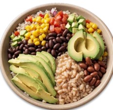 Burrito Bowl – Brown Rice, Beans, Avocado, Salsa & Veggies