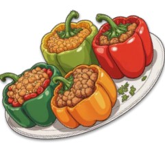 Stuffed Bell Peppers With Ground  Chicken