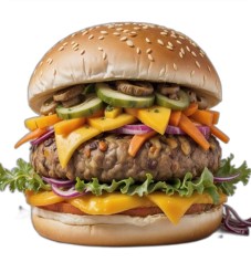 Veggie Burger With Mango Slaw & Mushrooms