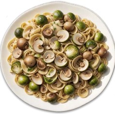 Creamy Fettuccine With Brussels Sprouts & Mushrooms