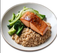 Glazed Salmon With Brown Rice