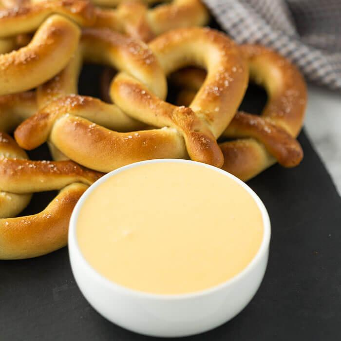 SOFT PRETZELS WITH CHEESE SAUCE
